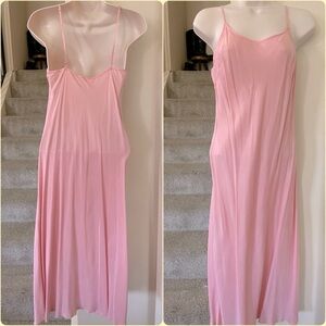 VICTORIA SECRET long midi Adjustable Spaghetti Strap Soft Opaque Pink Slip Dress